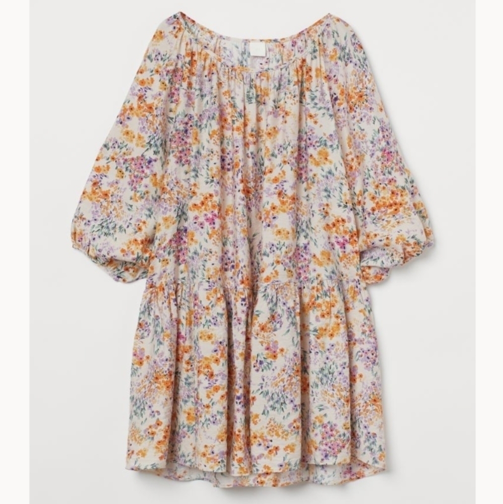H&M Airy Floral Flowy Long Sleeve Bohemian Babydoll Dress, size Medium - Picture 2 of 7
